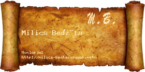 Milics Beáta névjegykártya